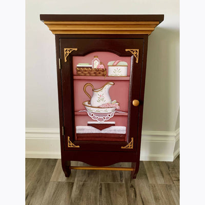 Hand-Painted Medicine Cabinet | Wall Cabinet | Burgundy Always Time to Craft