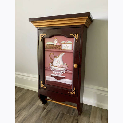 Hand-Painted Medicine Cabinet | Wall Cabinet | Burgundy Always Time to Craft