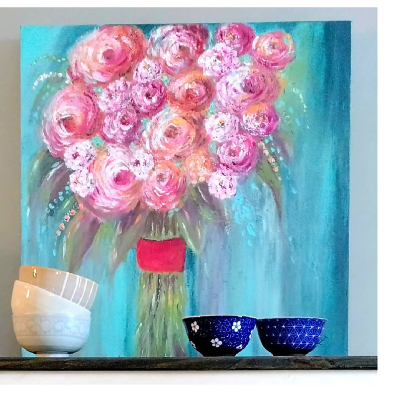 Acrylic Painting Bouquet Of Flowers