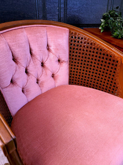 Vintage Barrel Cane Chair - Pink