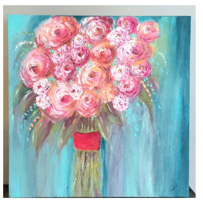 Flower Bouquet Painting | Hand-Painted Art