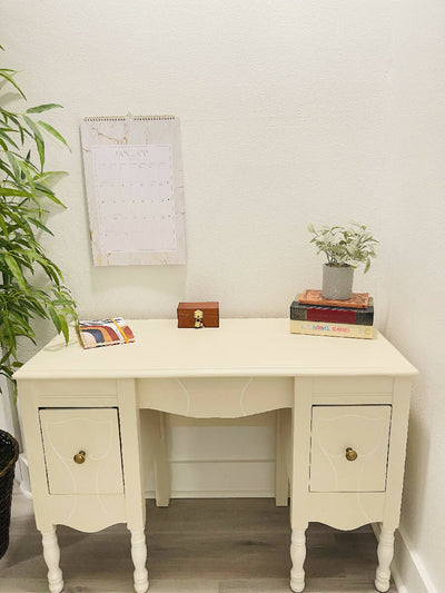 2 Drawer Antique Solid Wood Vanity | White Desk